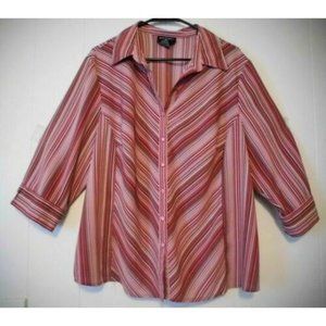 Bay Studio Plus Women's Shirt Size 2X Red Striped